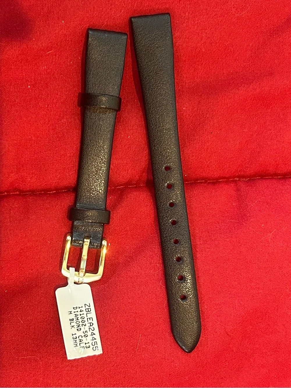 NWT Vintage Hirsch Diamond Calf 13mm Black Leather Watch Band Strap |Gold Buckle